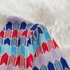 Retro Color Contrast Color Diamond Round Neck Knit Cardigan Top Two Piece Suit High Waist Pack Hip Skirt Short Skirt