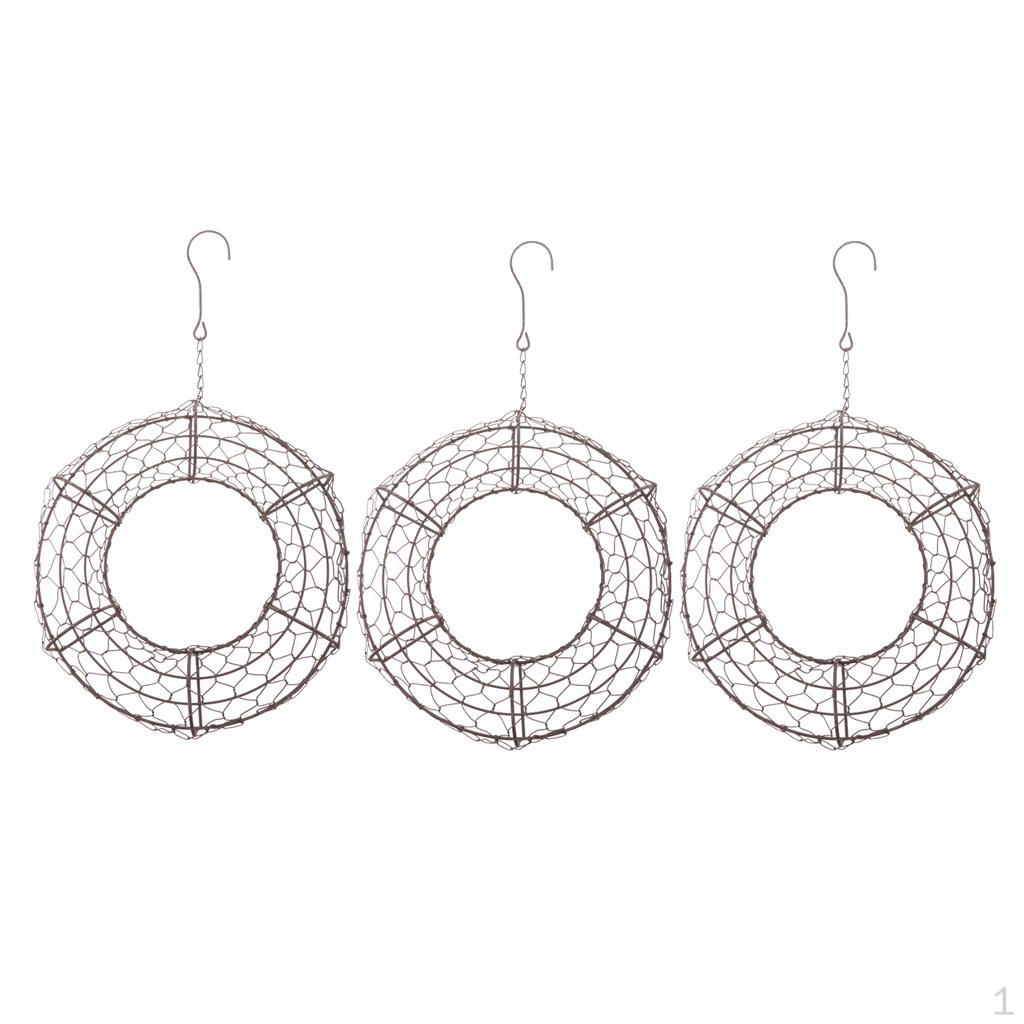 

3pc Iron Wire Wreath Pot Metal Hanging Planter Plant Holder