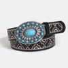 Retro Antique Quality High-end Heavy Industry Turquoise Carving Sheep Head Embroidered Embroidered Color Antique Fashionable Round Cake Belt