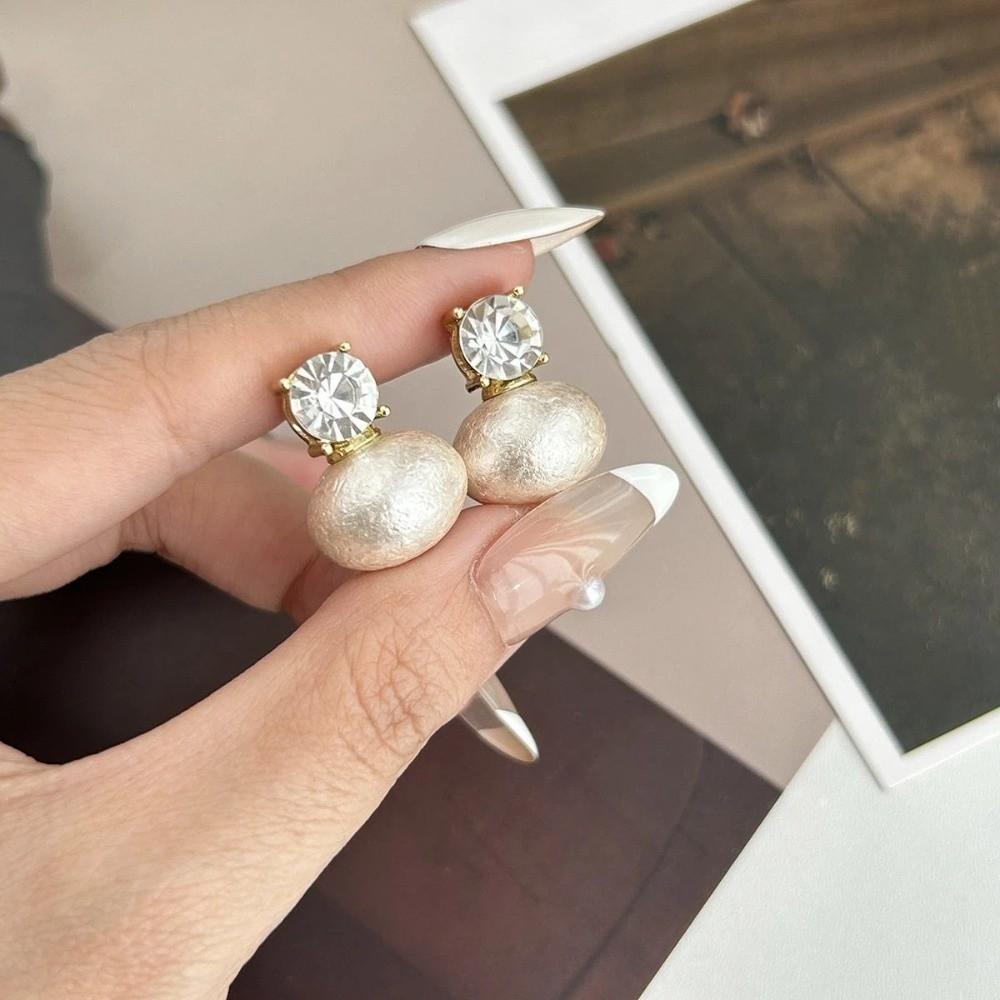 Sweet Pearl Studs Light Luxury Crystal Drop Earrings Simple Zircon Stud  Party
