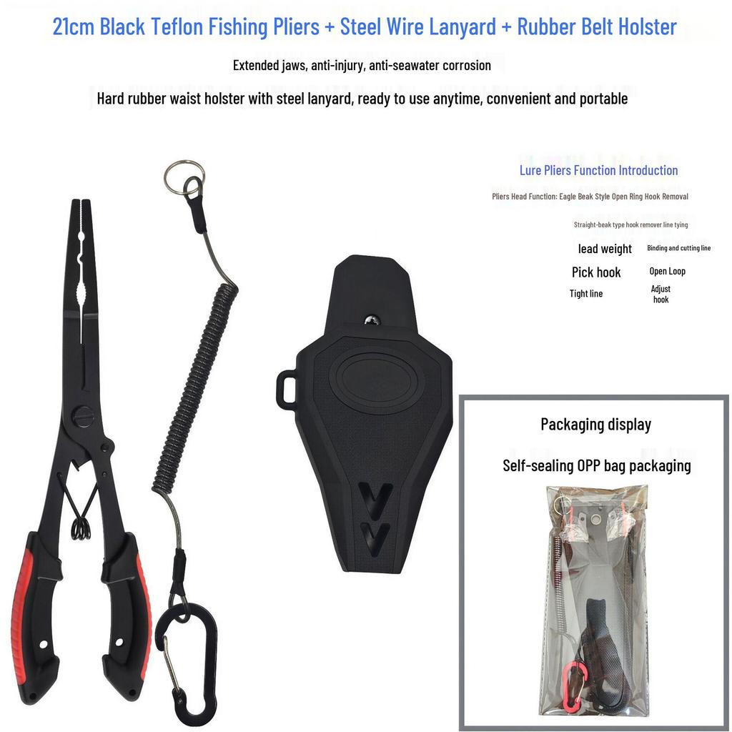 Black Teflon Eagle Beak Fishing Pliers: Multi-functional Hook, Line Cutter & Fish Control Tool