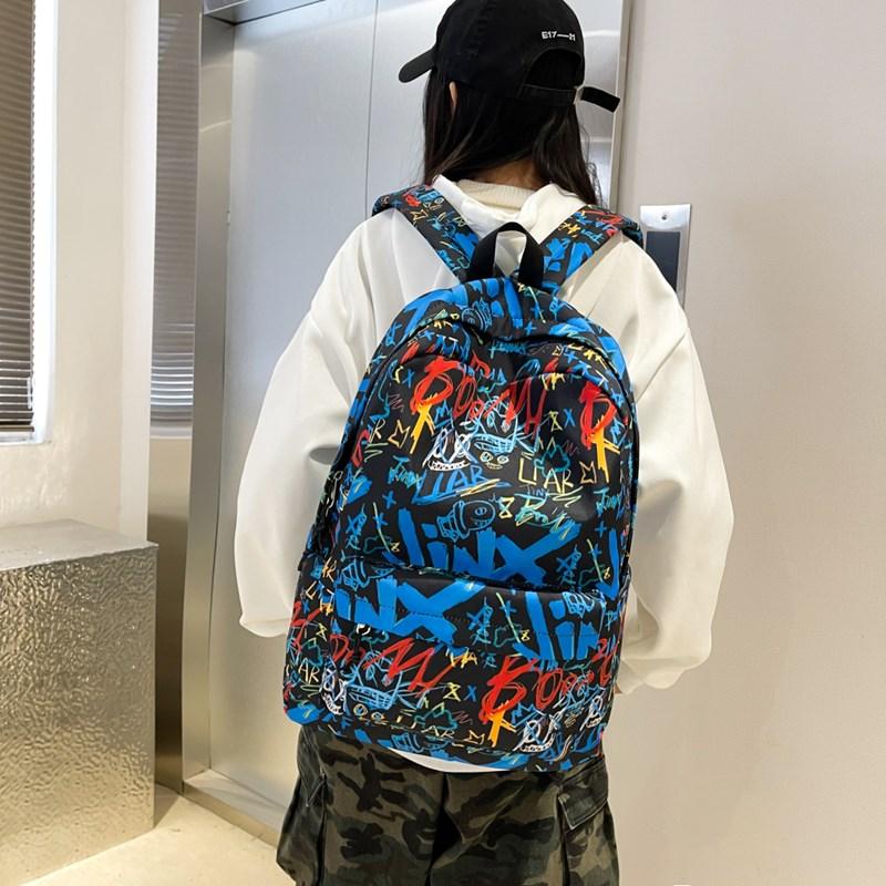 Backpack Men's Graffiti Backpack Senior High School Student Schoolbag
