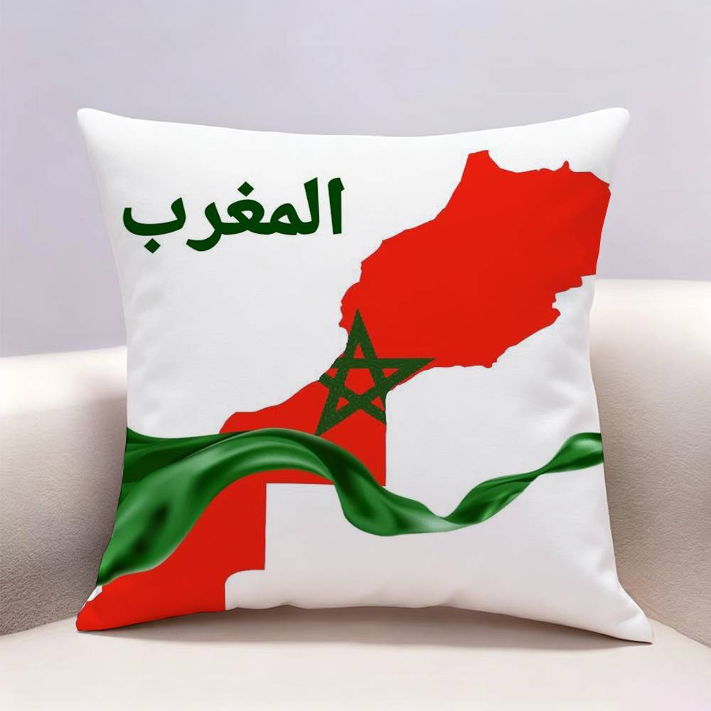 Morocco Map Flag Doublesided Print Pillow Case Cushion Cover Throw Pillow Case For Car Sofa