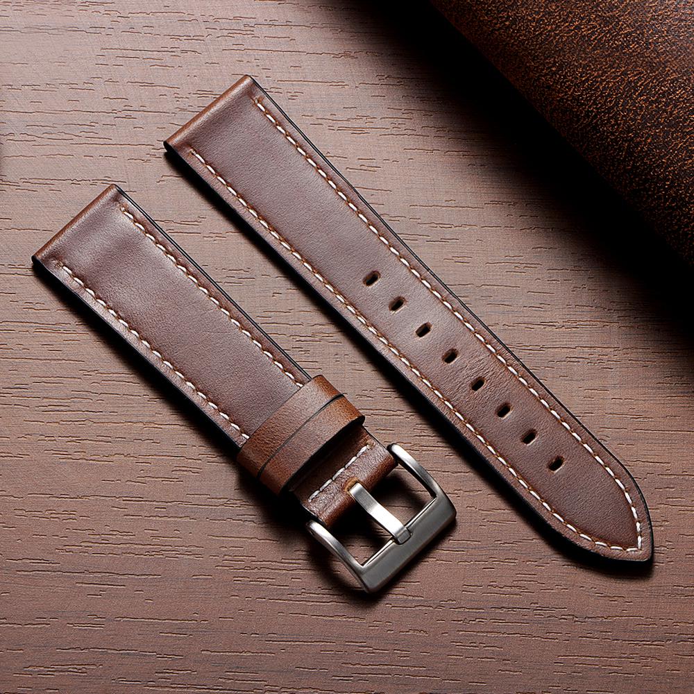 Vintage Oil Wax Leather Watchband 20mm 22mm for Omega for Seiko Wristband Stitching Cowhide Strap Watch Band Men Women Bracelets