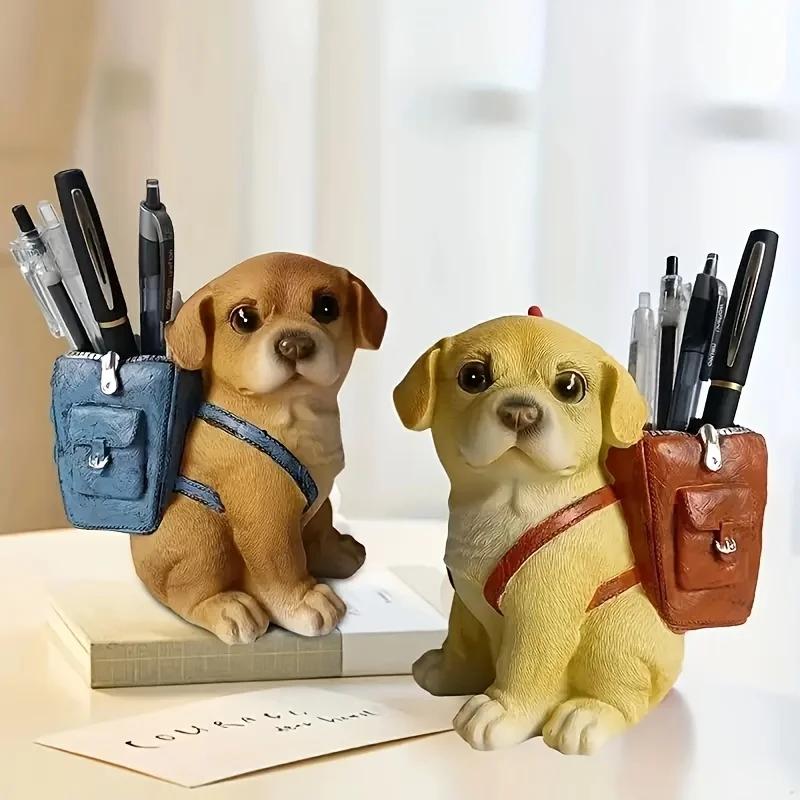 1pc Dog-Shaped Desk Organizer, ABS Material, Backpack Design, Creative, Polished Finish, Portable, Unique, with Pen Holder