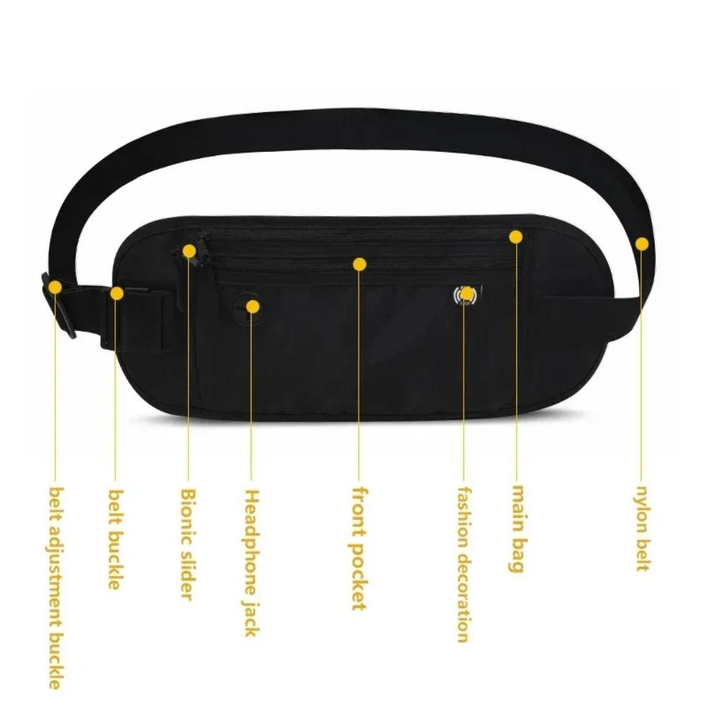 Outdoor Sports Money Belt RFID Blocking Phone Belt Security Waist Pack