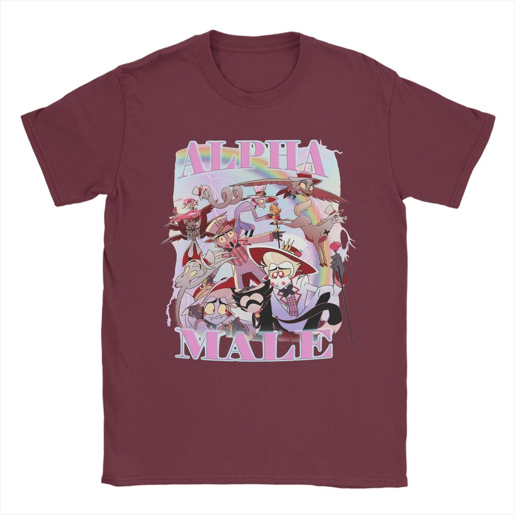 Herr Lucifer Manlig Hazbins Hotels T-shirt Kläder i ren bomull Fantastisk Kortärmad Rundhals T-shirt 4XL 5XL T-shirts