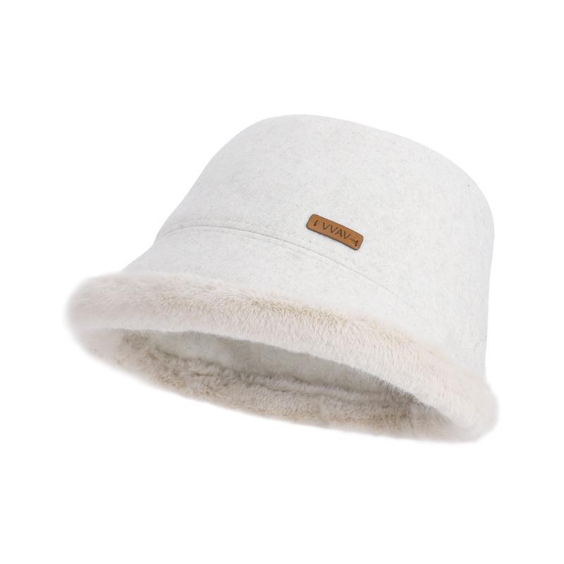Autumn and winter velvet warm hat women's fashion bucket hat bucket hat big head circumference washbasin hat