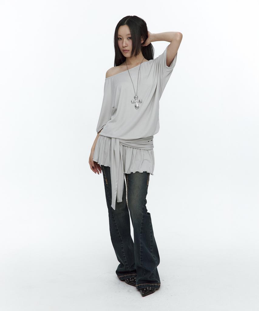 Rough Neck Waist Tie Dress