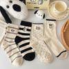 Women's Mid-Calf Cartoon Dog Embroidered Cotton Socks, Versatile, Breathable, College Style.