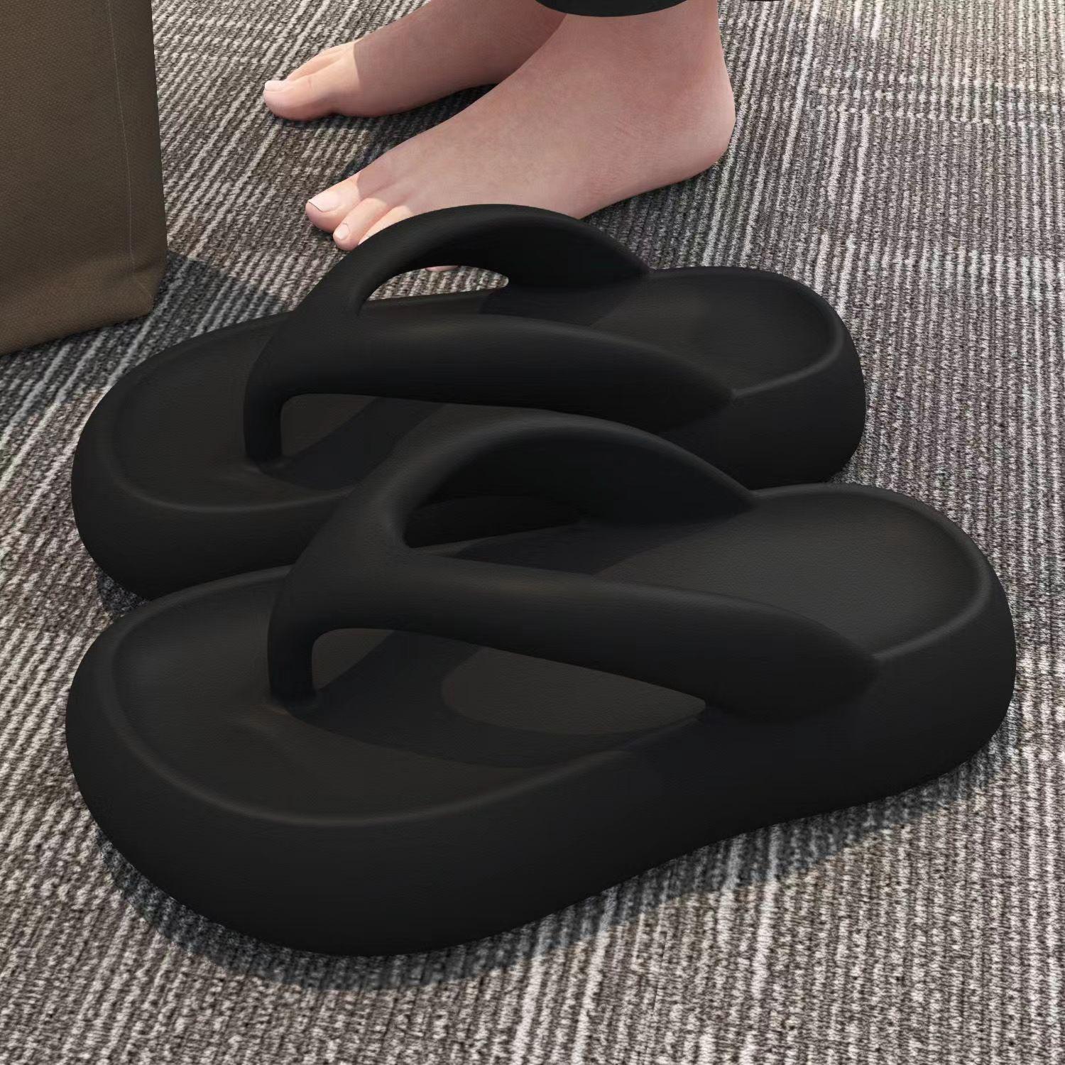 

Летние новые шлепанцы на толстой подошве, женская одежда, знаменитости из Интернета, легкие, с мягкой подошвой, пляжные сандалии для отдыха на море, повседневная одежда 36 чёрный