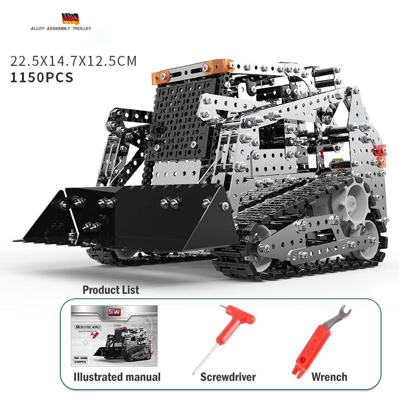 Alloy building blocks construction engineering set metal forklift bulldozer robot RC car RC toy boy child
