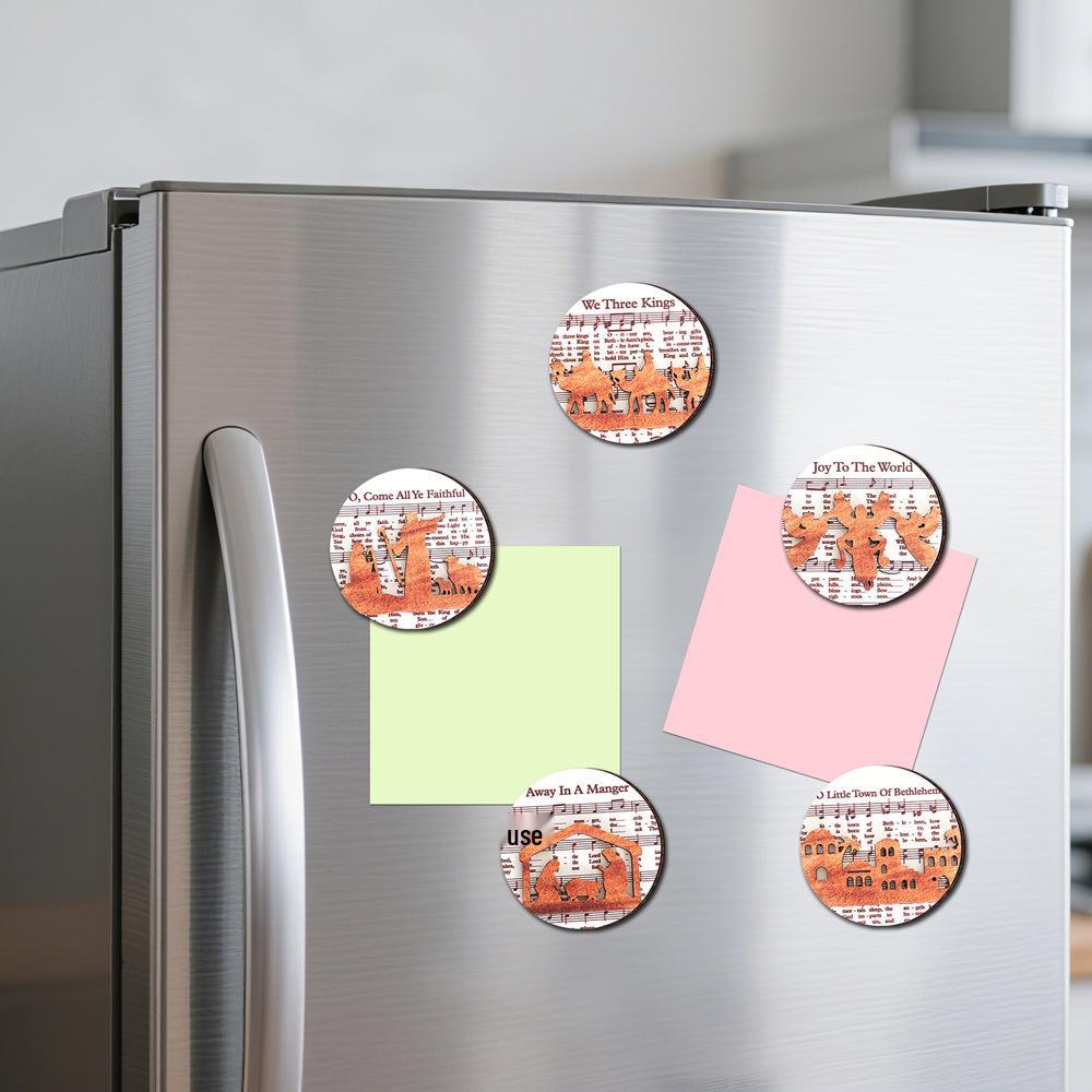 Sticker Magnetico Musicale 3D in Legno per Presepe Decorazione Frigorifero