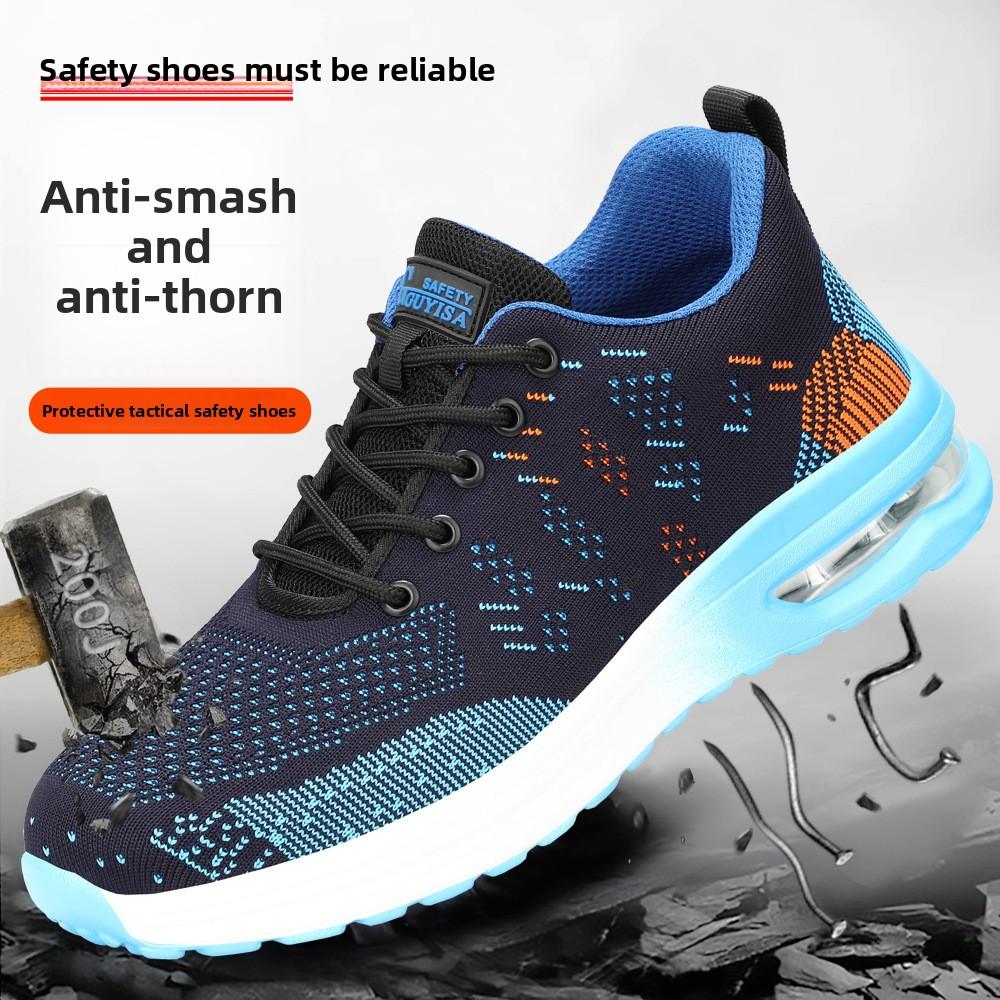 Mode Atmungsaktive Mesh Arbeits-Sneaker Herren Damen Sicherheitsschuhe Stahlkappe Unzerstörbare Schuhe Anti-Smash Leichte Luftpolster Arbeitsschuhe Herren