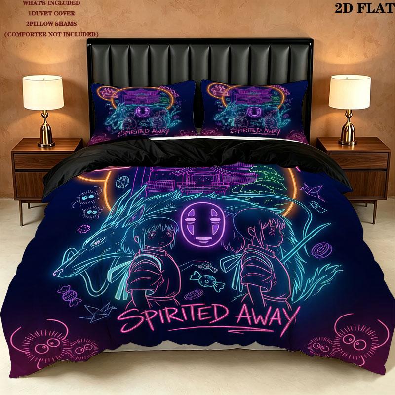 Away Pattern Bedding Quilt Set Quilt Cover Pillowcase Home Birthday Gift(1 * duvet cover + 2 * pillowcase, without core)