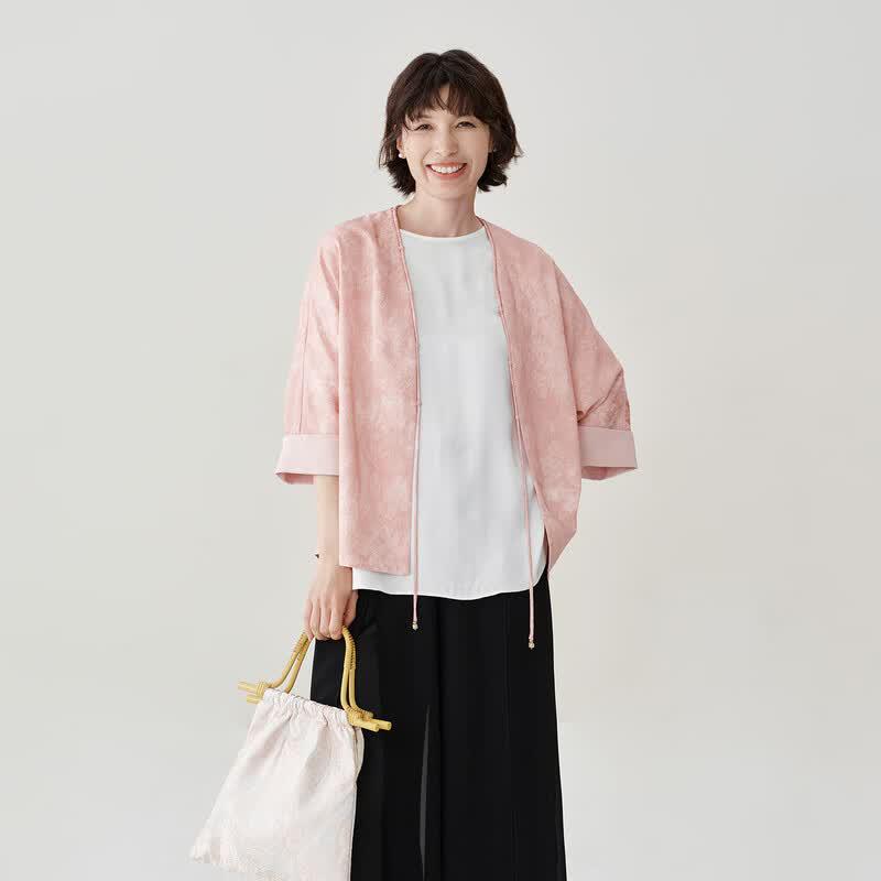 Feinikesi Tie-Dye Butterfly Jacquard Cardigan L
