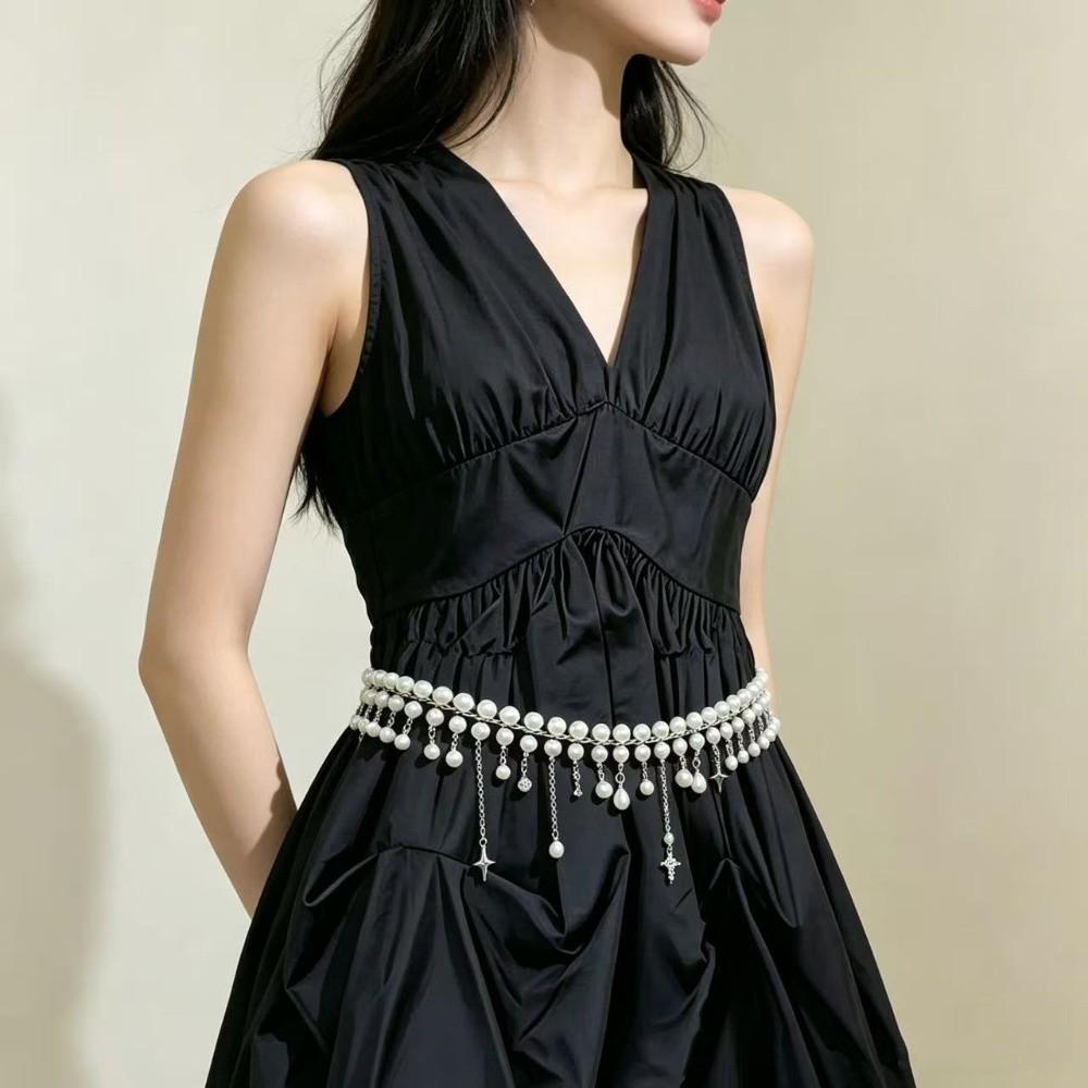 Elegant Pearl Waist Chains Adjustable Body Chain Decor Y2K Hip Chain  Birthday Gift