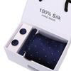 Gift Box Men'S Tie Five-Piece Set, Formal Business 7.5Cm Striped Blue And Black Tie Wedding Groom