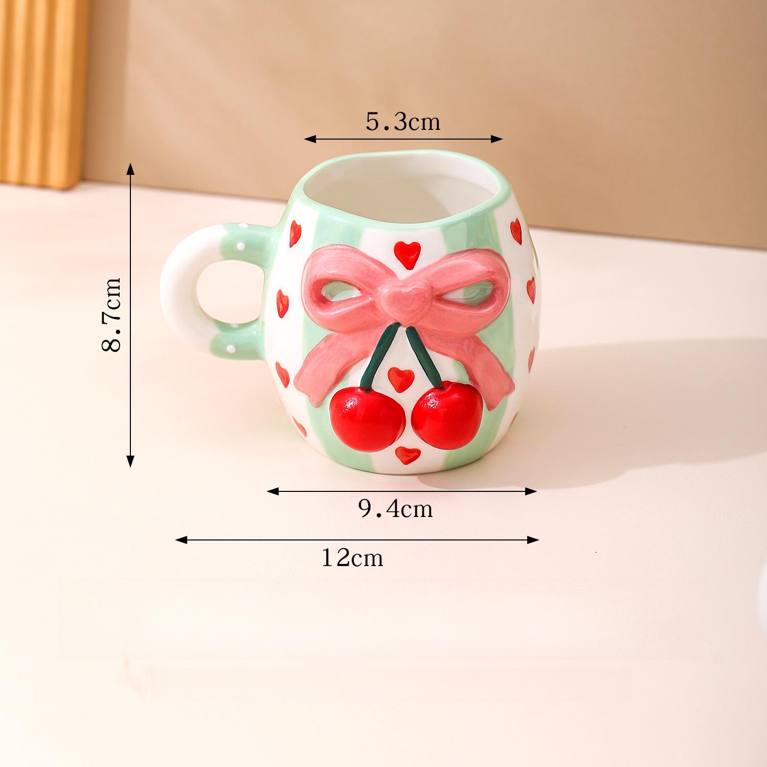 

Креативная трехмерная керамическая чашка с вишней, кружка в форме банта, бытовая чашка для воды 301-400ml