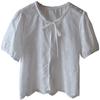 Korean Lace Jacquard Tie-Up Bubble Sleeve Women's Shirt - Summer 2025 Collection