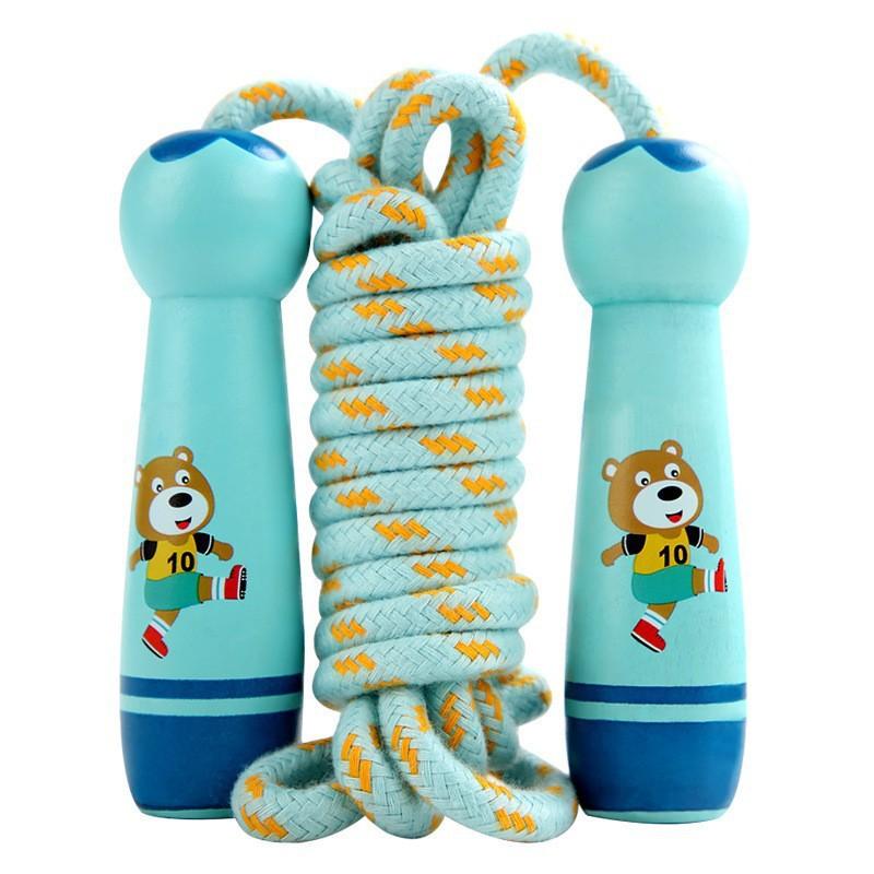 

Children s Sports Adjustable Cotton Rope Ropes Sport Fitness Lovely Cartoon Skipping Natural Wooden Handle Fillet Design
