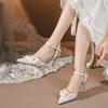 Mode 2025 Sommermode Pailletten Strass Perlen Blumen Damen Pumps Elegant Spitz High Heels Sommer Hochzeit Brautschuhe