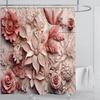 3D Stereo Beautiful Flower Printing Bathroom Curtain Waterproof Polyester Shower Curtain Home Decoration Curtain with Hooks