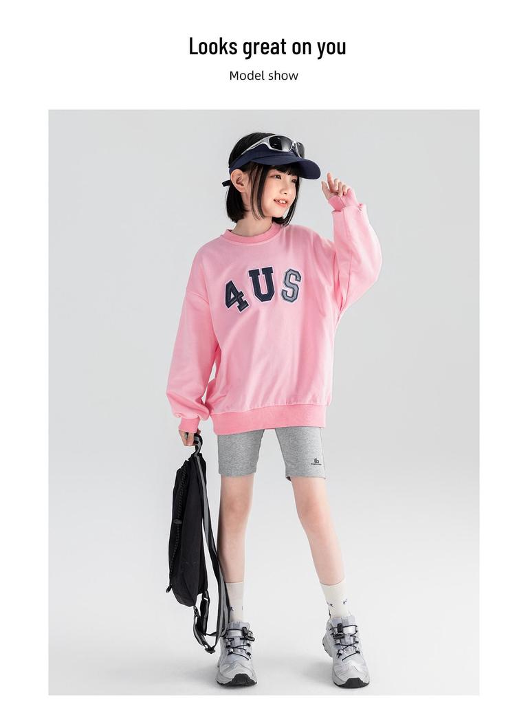 Tao Town Girls' Autumn Letter Print Sweatshirt - Fashionable Casual Long Sleeve Top for Kids