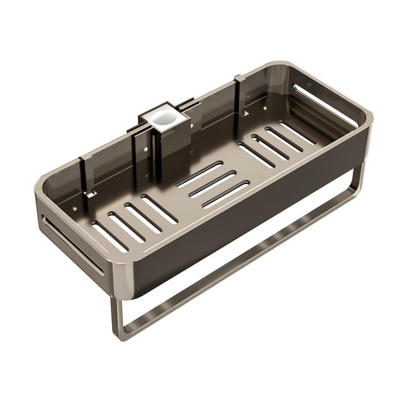 Bathroom Shelves Shower Rack Aluminum Basket for Shampoo Soap Bathroom Storage Lifting Rod Bracket