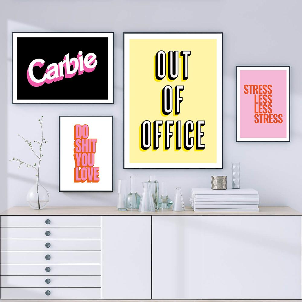 Simplicity Colorful Pink White And Orange Do Shit You Love Typographic Quote Canvas Painting Girl Room Home Poster Decor Fashion