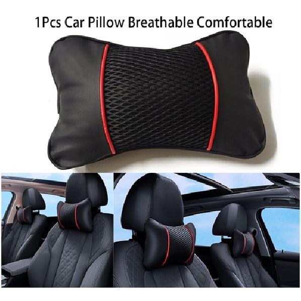 Universal Car Seat Headrest Head Neck Cushion Rest Pillows Black Pu Leather 1Pcs