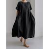 BITCED Fashion Summer Spring Solid Color Print Short Sleeve O-Neck Casual Dresses