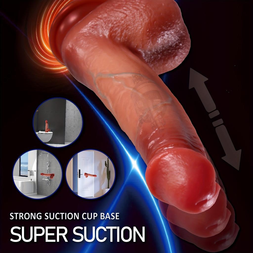 9.8" Vibrating Dildo for Women with 10 Telescopic Modes,Heating,360° Rotation,and Made of Liquid Silicone Suitable for Anal and Vaginal Use