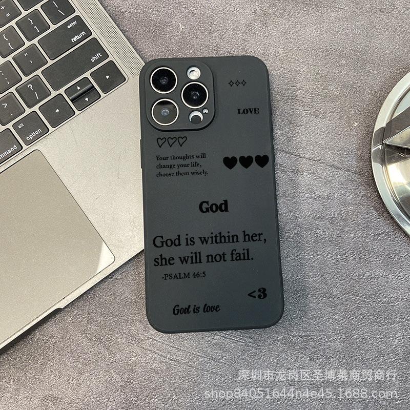 Black English Applicable iPhone15 mobile phone case 14PROMAX all-inclusive 13/11 anti-drop 16/15 protective case 17