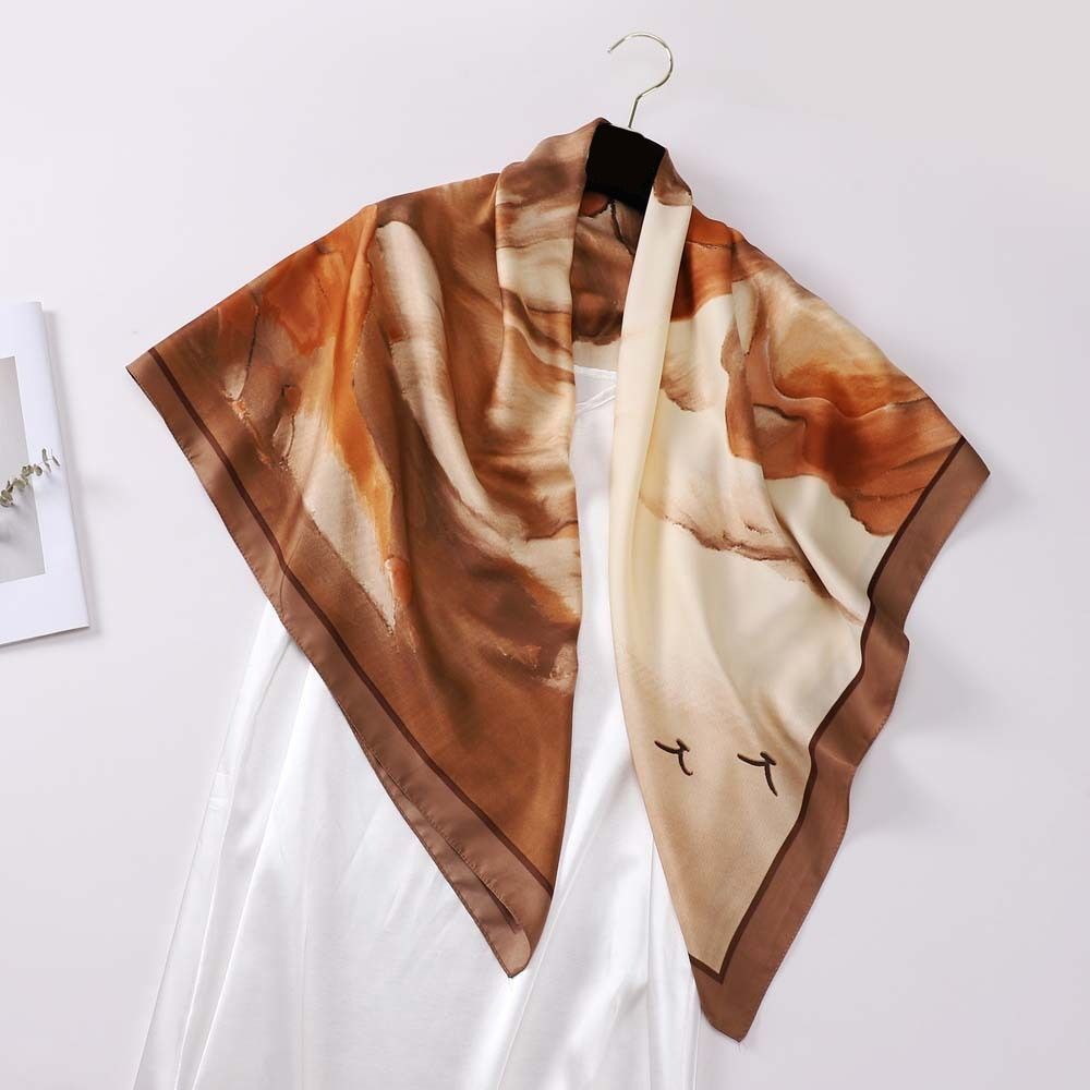 Tuschemalerei Großes quadratisches Kopftuch 110cm Taschen Dekoration Retro Damen Seidenschal Geschenk