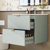 61*46*57cm Wall-Hung Washstand, MDF Fully Lacquered, Two Silent Drawers, Structured Drawer Fronts, Integrated Washbasin, Mint Green