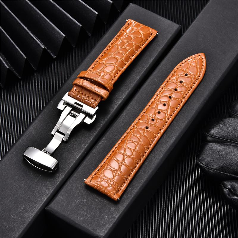 

Crocodile Pattern Design Business Leather Watchbands with Stainless Steel Buckle Men Wristwatch Band 18mm 20mm 22mm Straps 22mm