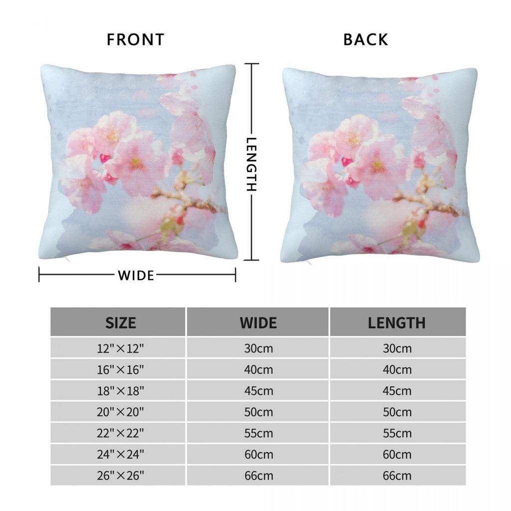 Pink Watercolor Flowers Square Pillowcase Polyester Linen Velvet Creative Decorative Throw Pillow Case Home Cushion Case 45X45