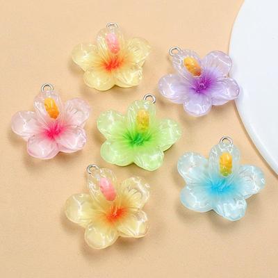DIY Resin Plant Charms: Five-Petal Flower Pendants In 5 Colors, 25x27mm