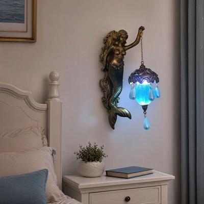 Lámpara de Pared Ángel Sirena Hada Figura de Santo Gótico Vintage Luz Nocturna