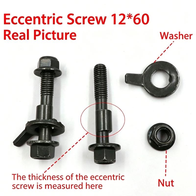Precisions Wheel Cambers Bolt Alignment Screw for Car Suspension Alignment Includes Directional Metal Washers