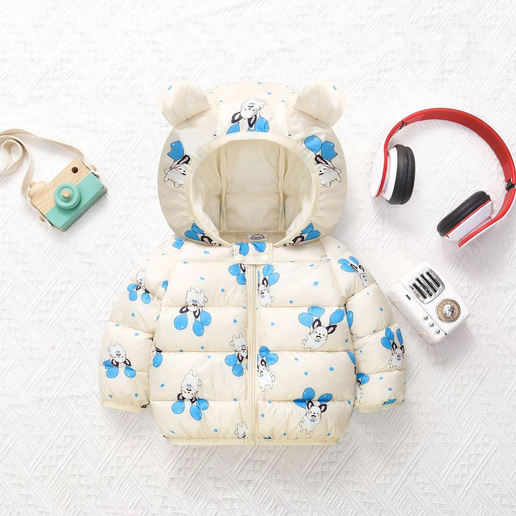 Children's Lightweight Autumn/Winter Cartoon Down Cotton Jacket for Boys and Girls - Small/Medium, Thickened Outerwear.