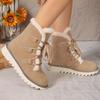 Women's Winter Boots with Thick Non-Slip Rubber Sole Pink Lace-Up High-Ankle Snow Boots
