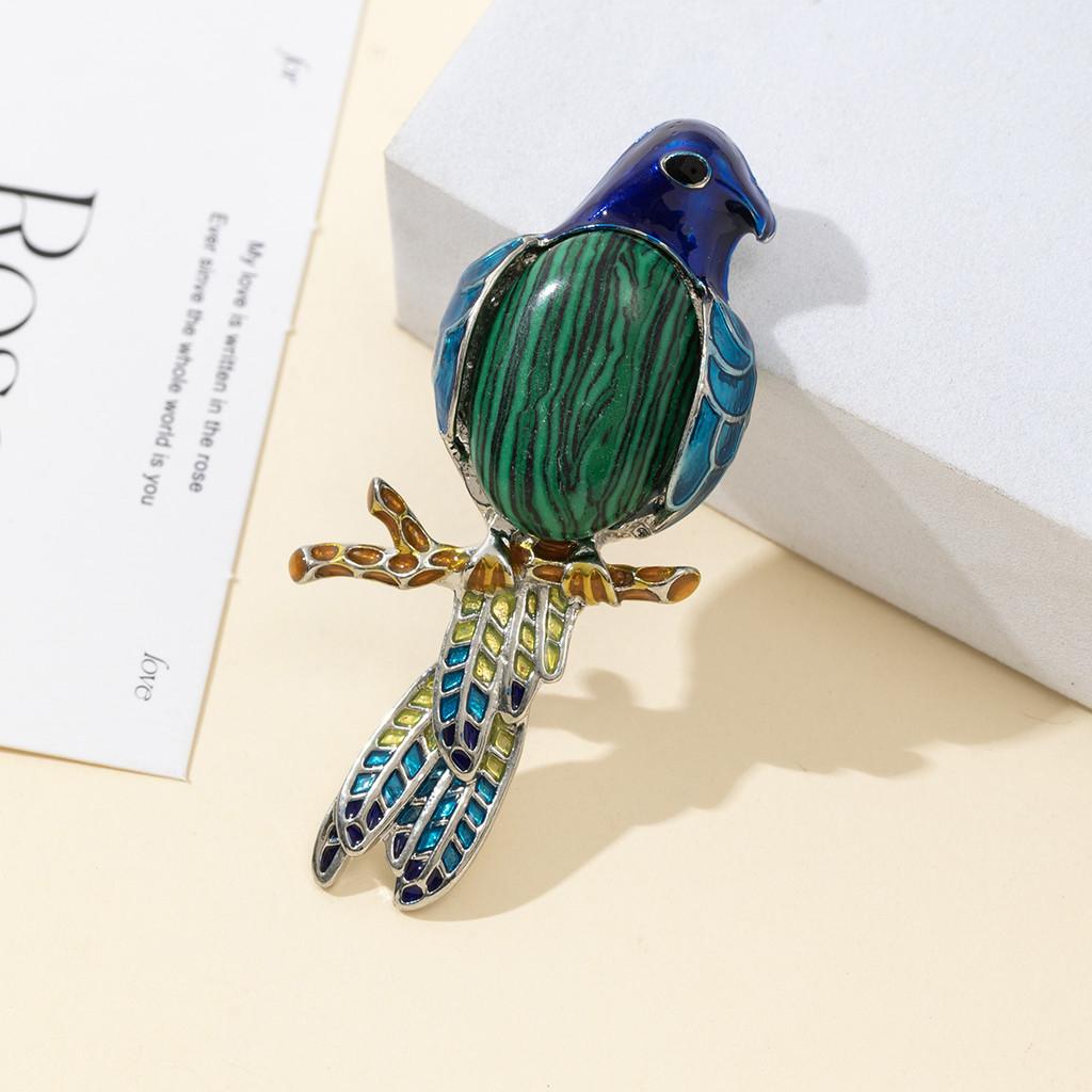 Parrot Enamel Brooch Pin With Shell Inlay For Diy And Jewelry Making