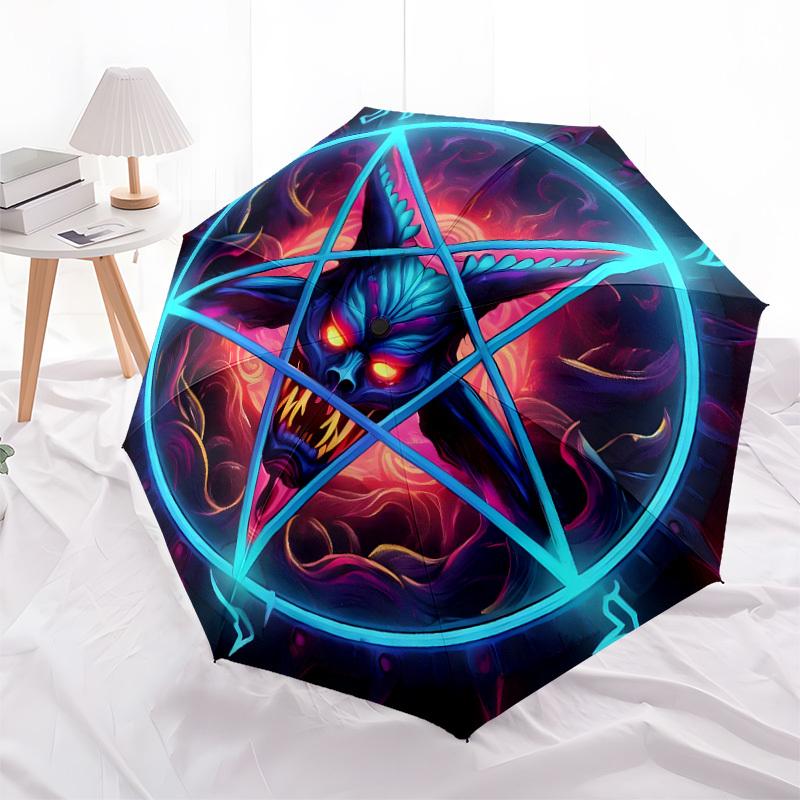 1pc Devilish Pentagram Symbol Umbrella with Plastic Handle,Suitable for All Seasons Home Travel Outdoor UmbrellaDD1291