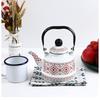 DRYYHEML (Small Shop) Enamel Tea Kettle, Stylish Retro Tea Kettle, 1.1L, Enamel, Ancient Bell Pot, Black Handle, Tea Kettle (E), Stylish Retro Design,