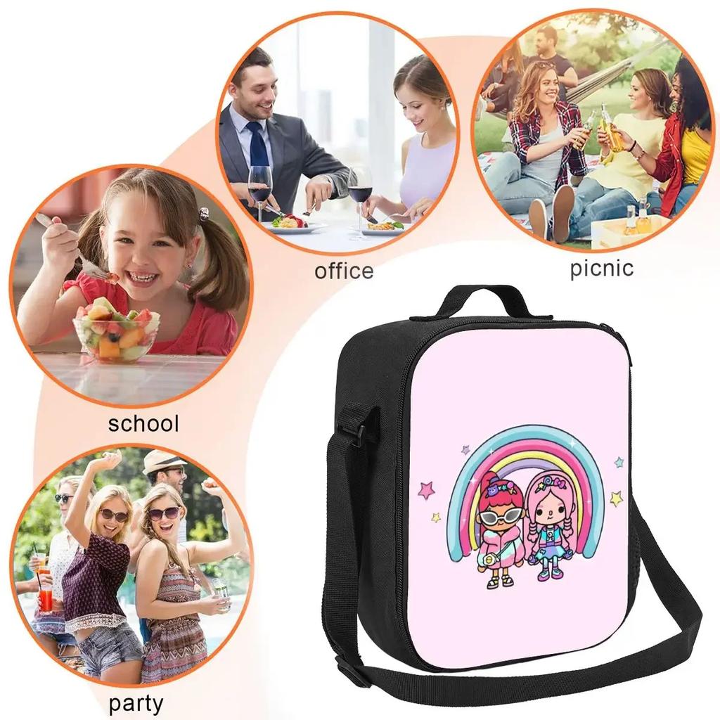 Cute Cartoon Girl Lunch Bag Characters Fun Lunch Box For Men Beach Portable Cooler Bag Custom Thermal Tote Handbags