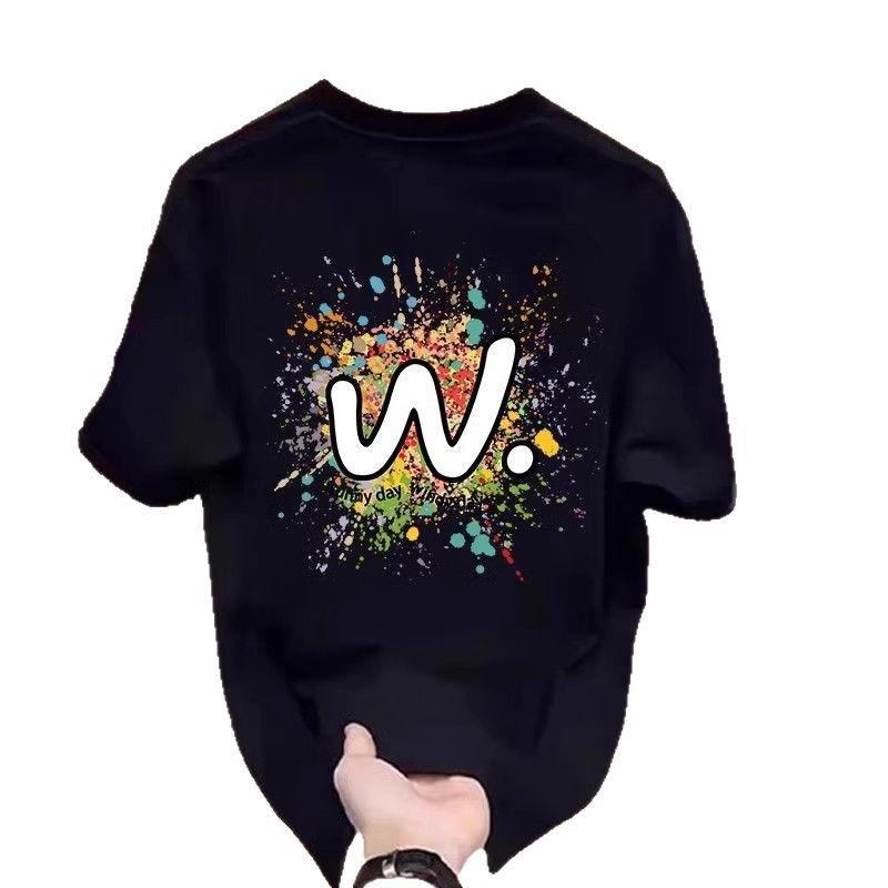 Trendy Brand Short-Sleeved Pure Cotton Men'S Printed T-Shirt Trendy Men'S And Women'S Versatile Round Neck T-Shirt Men'S