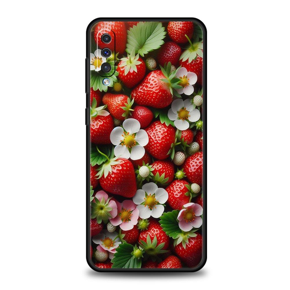 

Summer Strawberry Flowers Case For Samsung A26 A36 A56 A54 A52 A50 A70 A40 A12 A14 A16 A22 A24 A42 A34 A32 5G A04s A06 5G Cover Samsung A52
