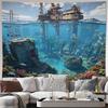 Huge Deep Sea Underwater Ruins Tapestry Wall Art Ocean Decor Atlantis Submerged City Mural Print Mysterious Surreal Home Decorat